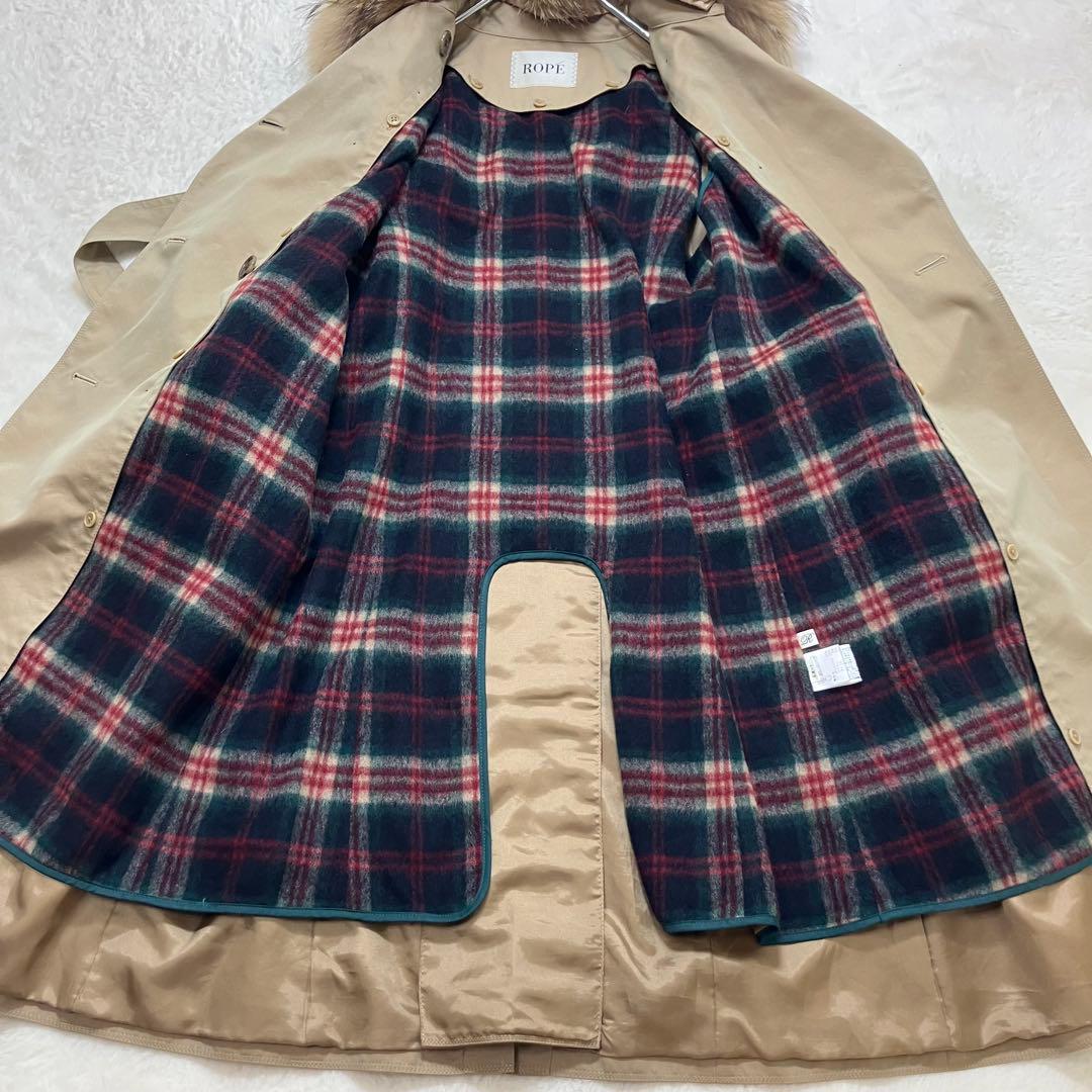 美品✨ロペ ラクーンファー チェックウールライナー 3way トレンチコート L