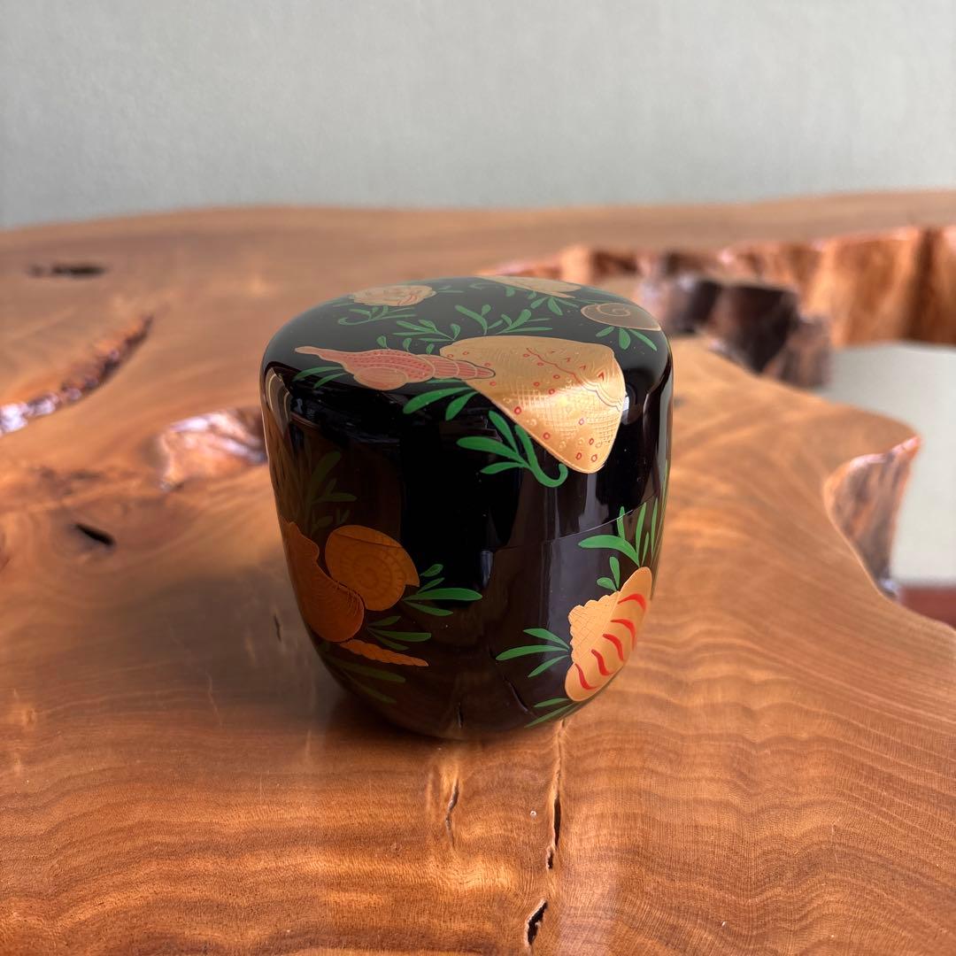 池端秀斉作 海松貝大棗 而妙斎好写 抹茶碗 茶道具 共箱