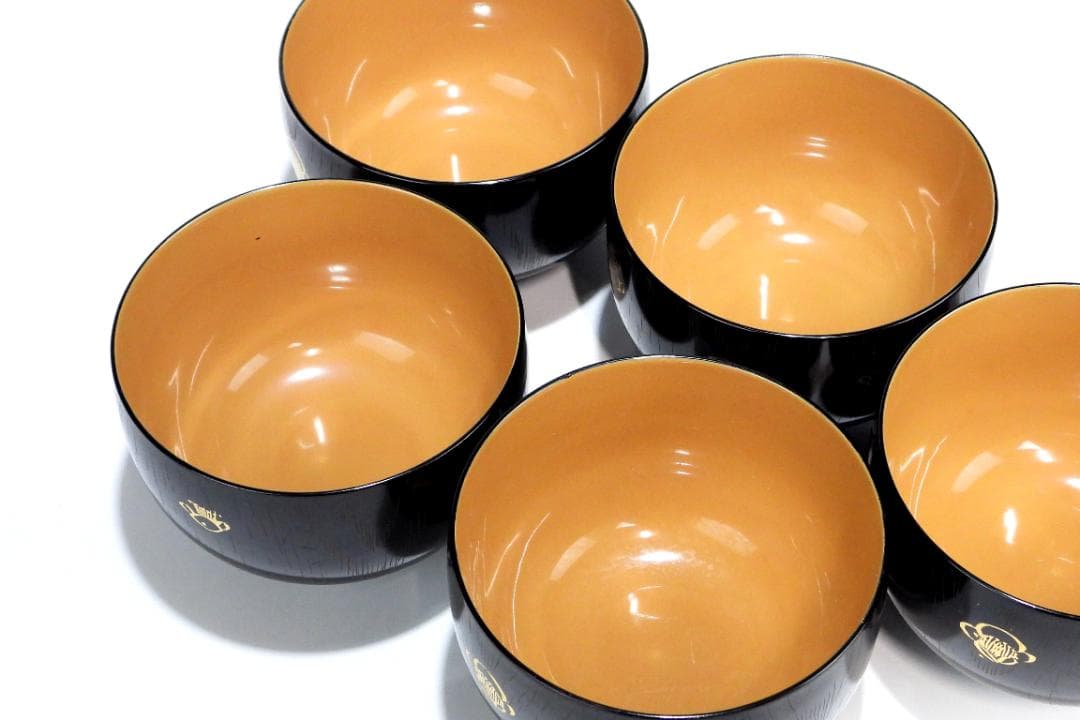 輪島塗　木製 ご湯呑　お煮物椀(蓋付き) 5客