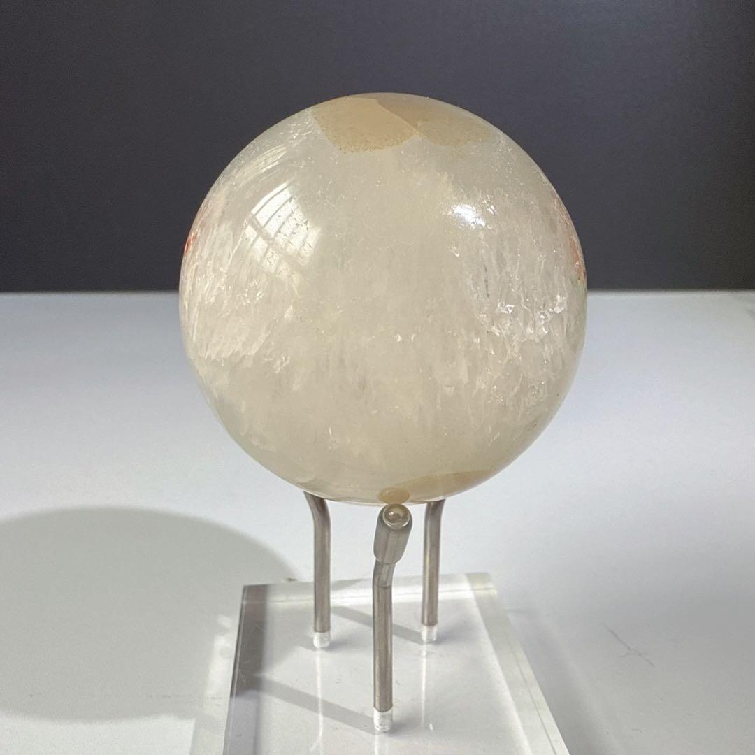 天然石水晶共生瑪瑙の笑い口　置物　スフィアNO.080703