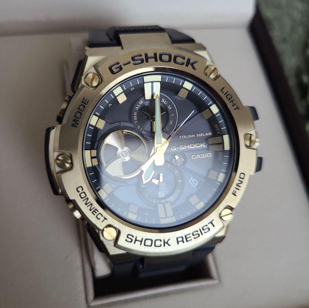 【美品】G-SHOCK GST-B100GB-1A9JF ゴールド ブラック