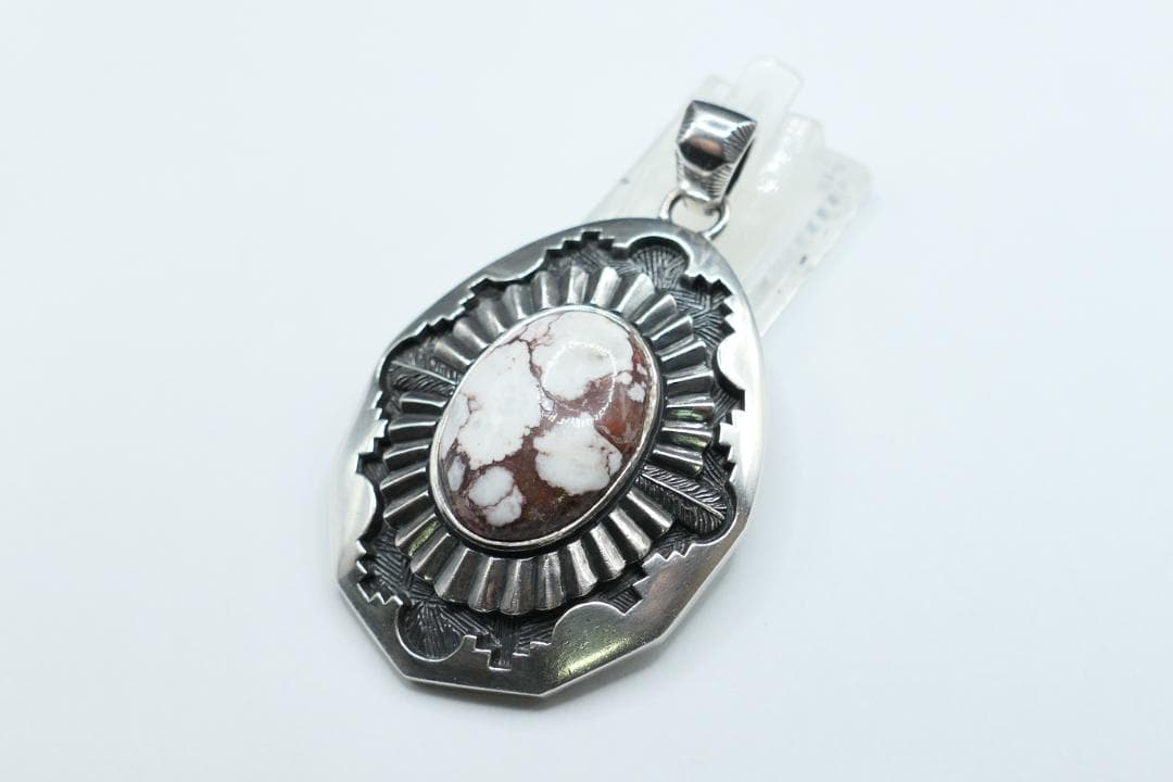 美品　SAAD　サード　ワイルドホース　ホワイトターコイズ　ネックレス　トップ