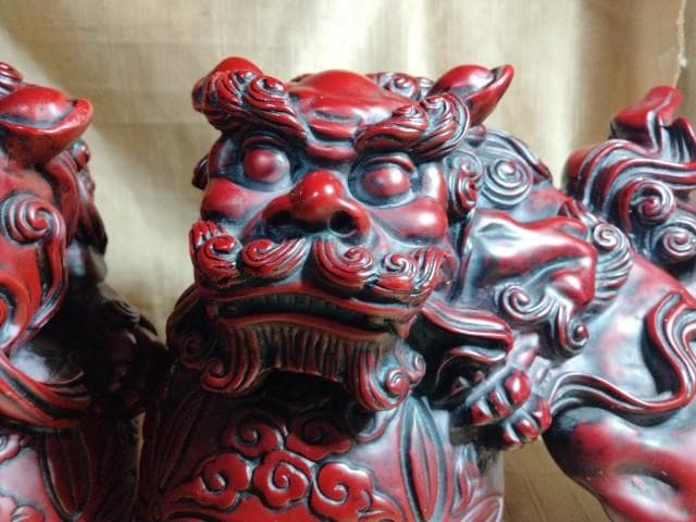 重量級　シーサー 獅子 縁起置物 寿山石　1個5kg　20x21x19cm