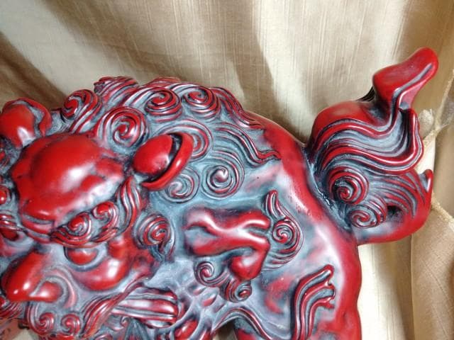 重量級　シーサー 獅子 縁起置物 寿山石　1個5kg　20x21x19cm