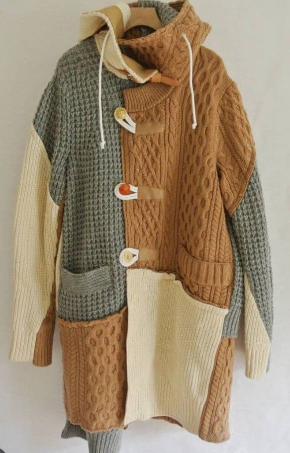 Sacai サカイ 切替ニットコート　ケーブルニット　size.1