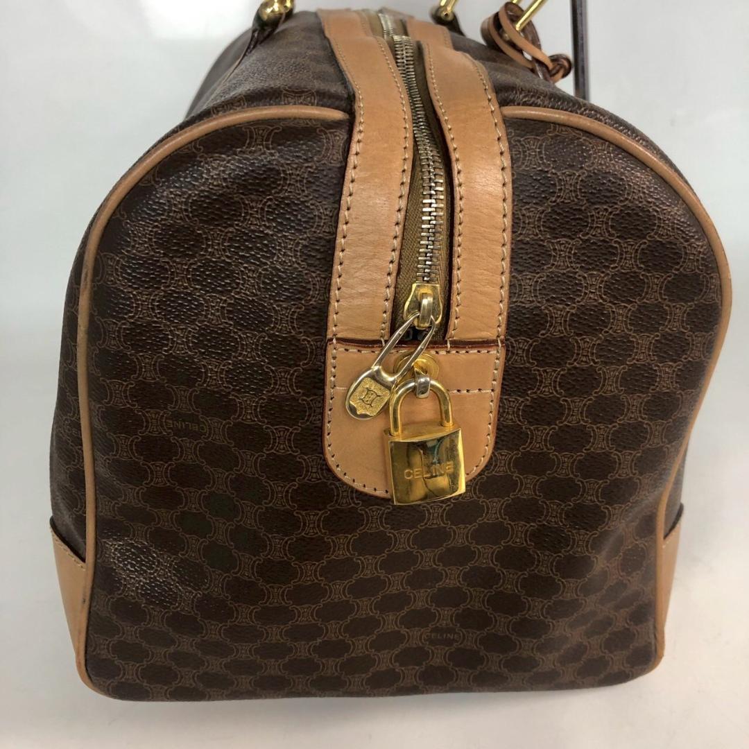 CELINE セリーヌ マカダム柄 ボストンバッグ ブラウン レディース