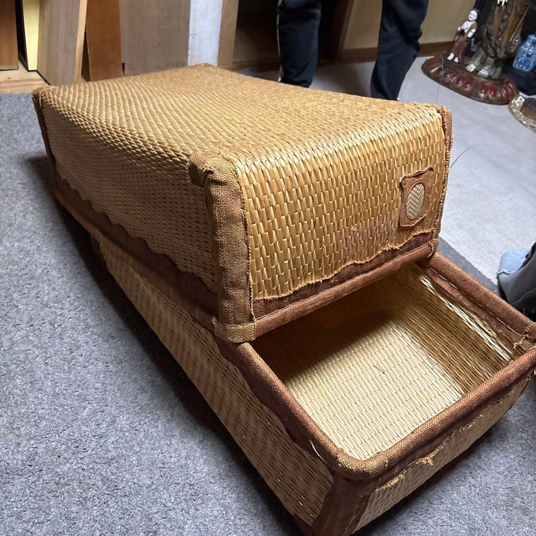 ラタン製オープントップ収納ボックス