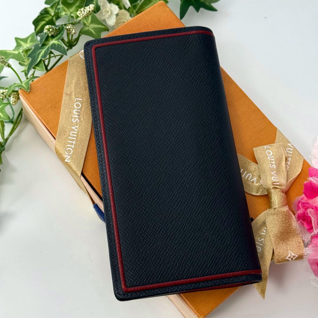 極美品IC内蔵✨ルイヴィトン タイガ ポルトフォイユブラザ 長財布 ネイビー×赤