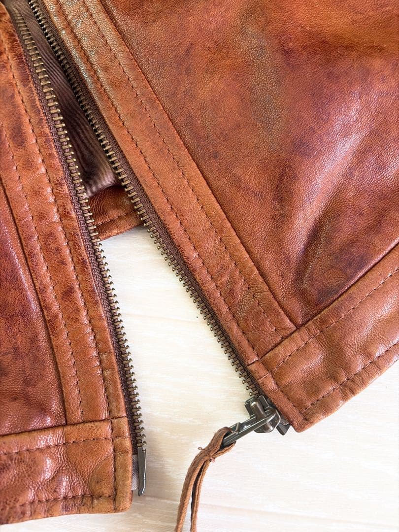 ☆goa ゴア ラムレザー 革ジャン ファー付き ブラウン 難あり