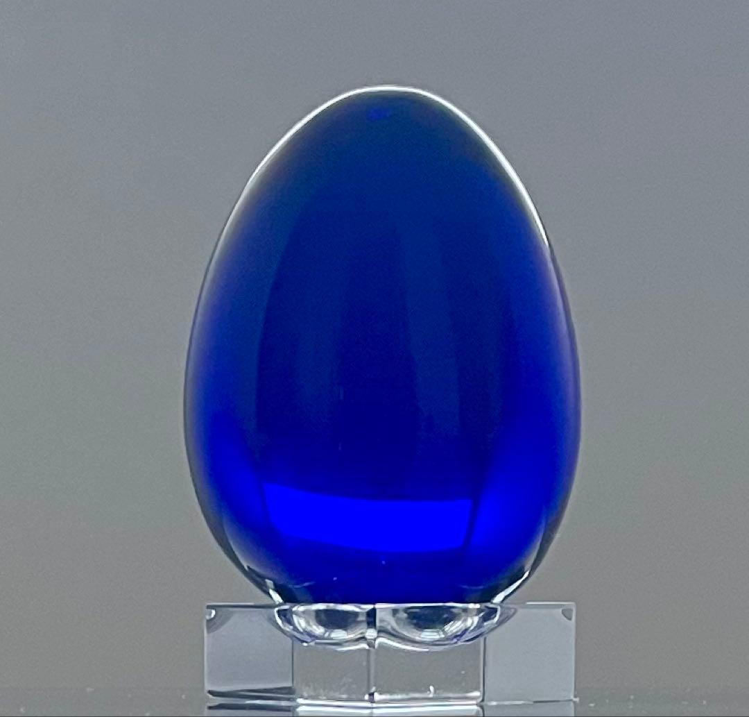 Baccaratバカラ/※廃盤品 ブルー クリスタル エッグ オブジェ