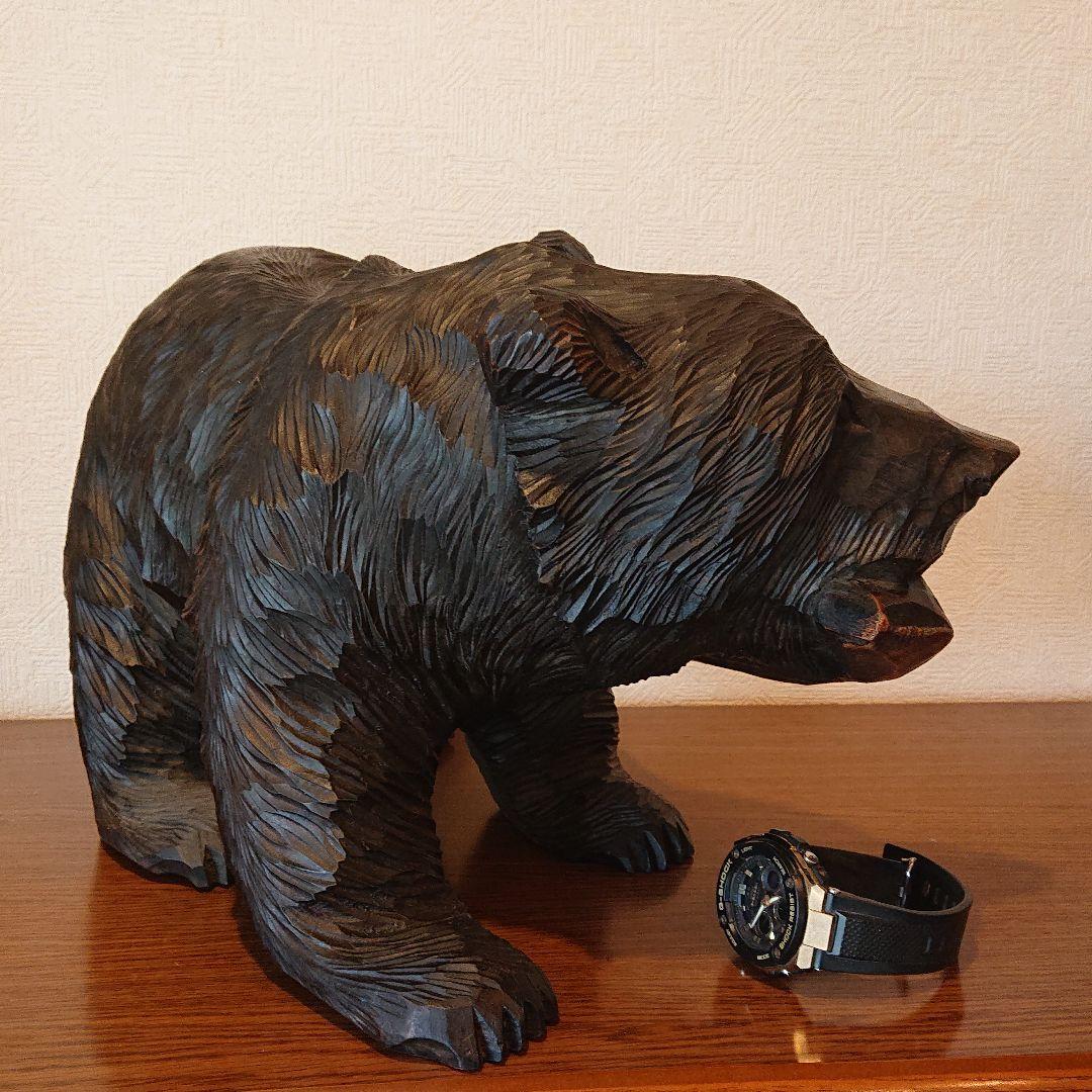 値下げしました　熊   木彫り台付き