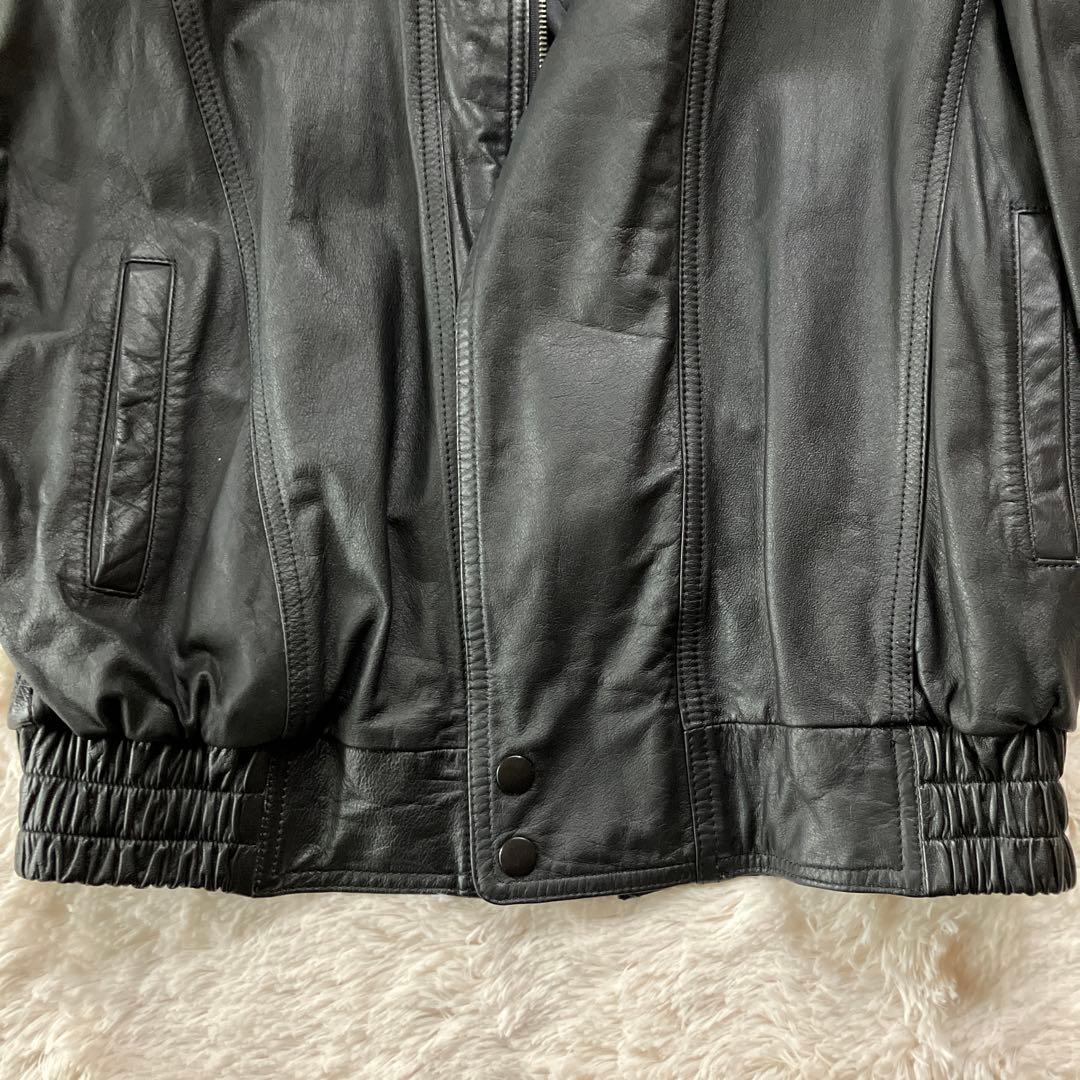 美品90s レディースレザージャケット黒牛革100% 内ポケット付リスト調整可能