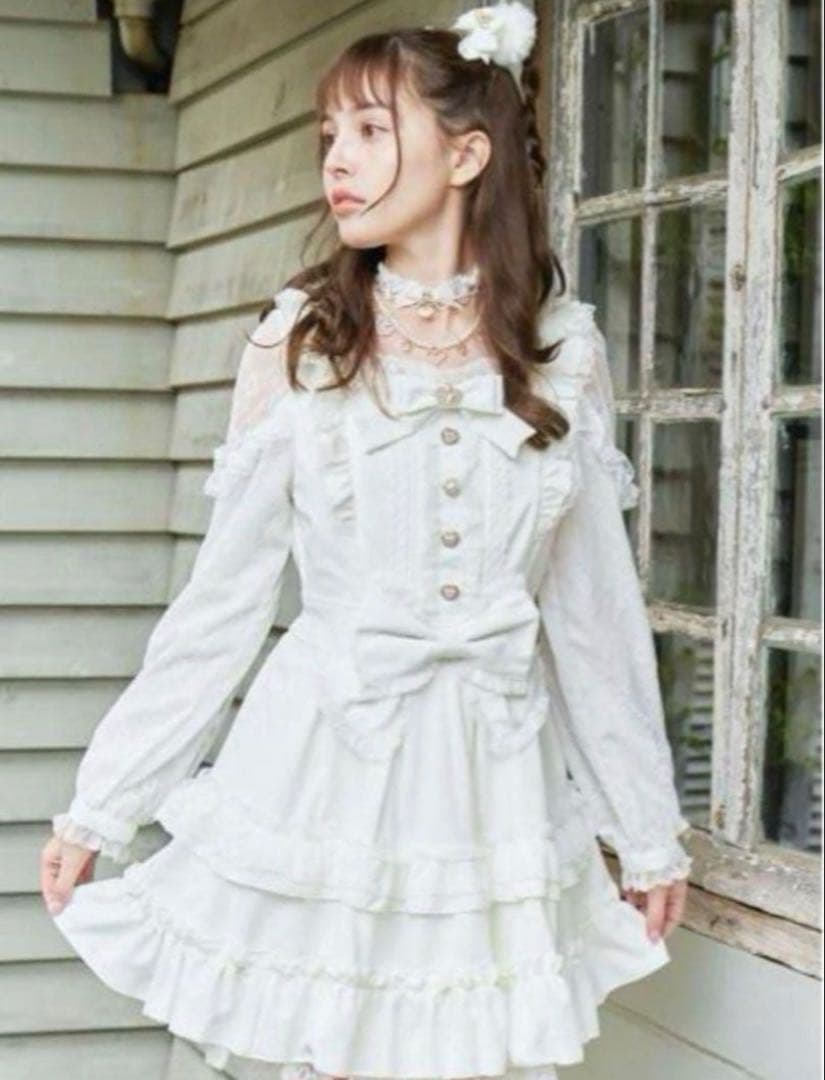 [LIZ LISA]新品ティアラリボンティアードワンピース ホワイト