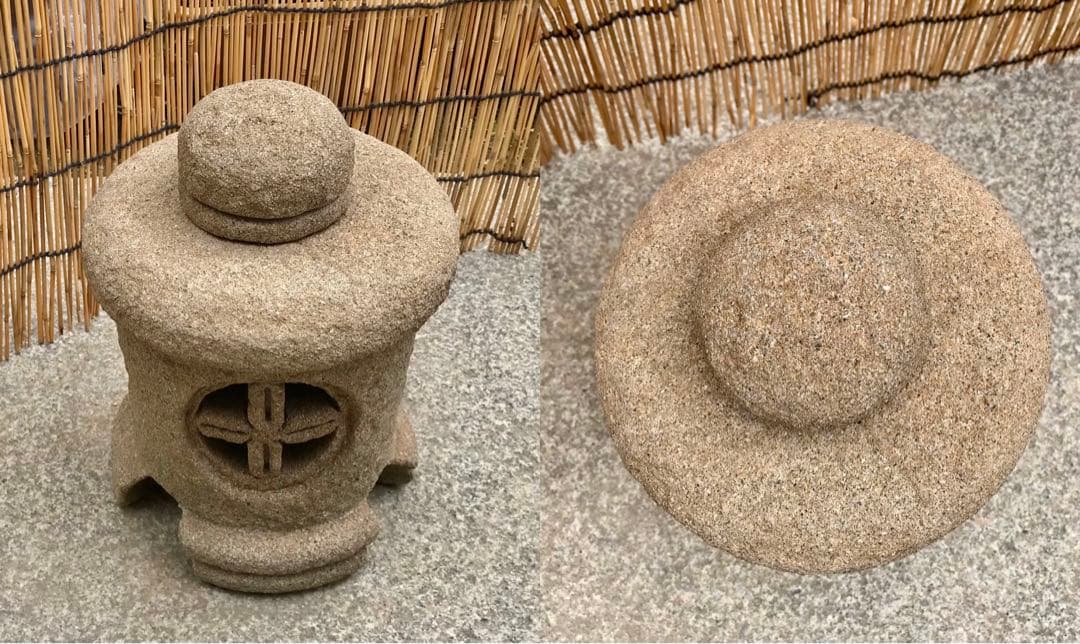 【天然自然石・茶庭石灯篭・坪庭箱庭灯篭・日本庭園９kg】庭石オブジェ置物苔玉植栽