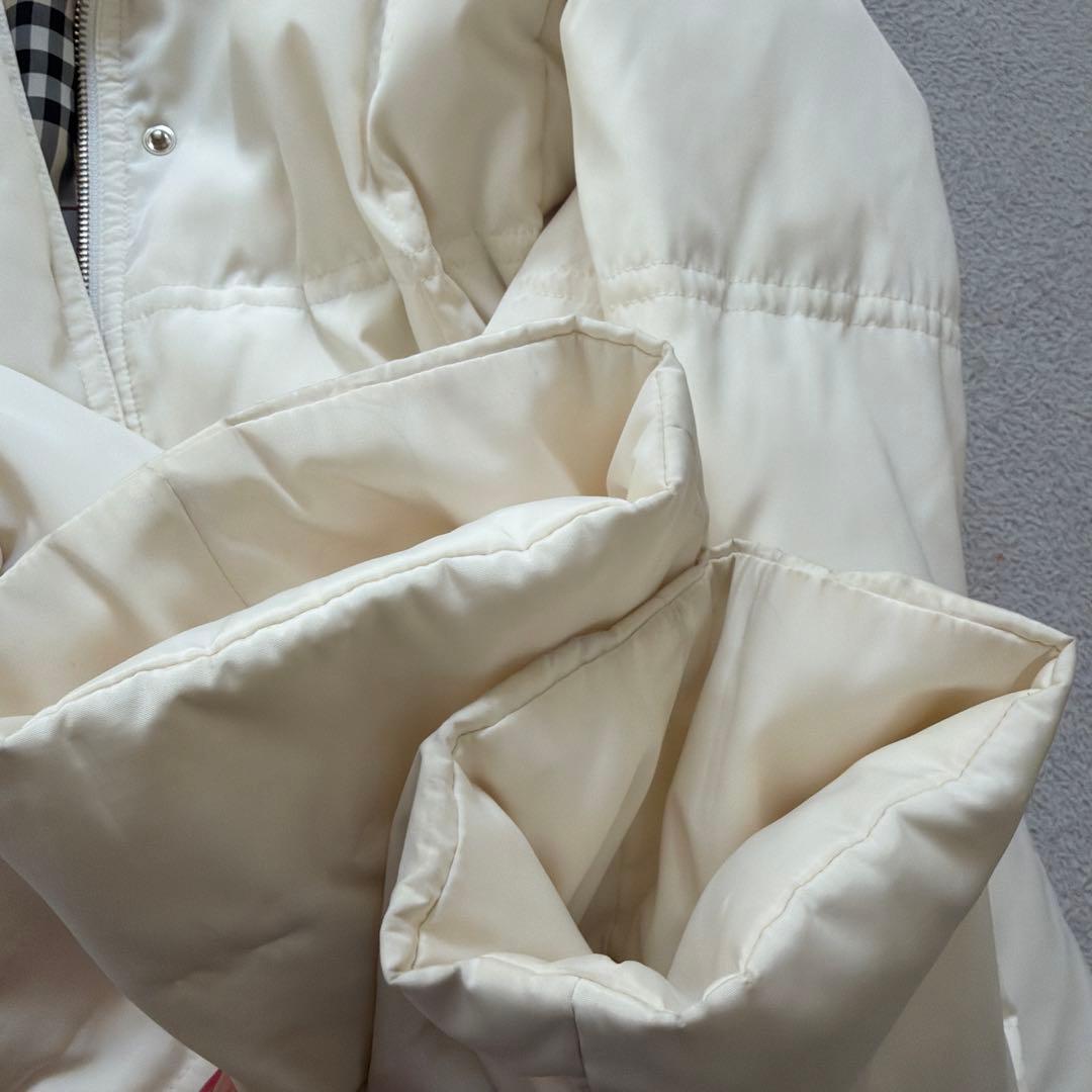 【BURBERRY】 ダウン フェザー ジャケット コート 40 白 ファー