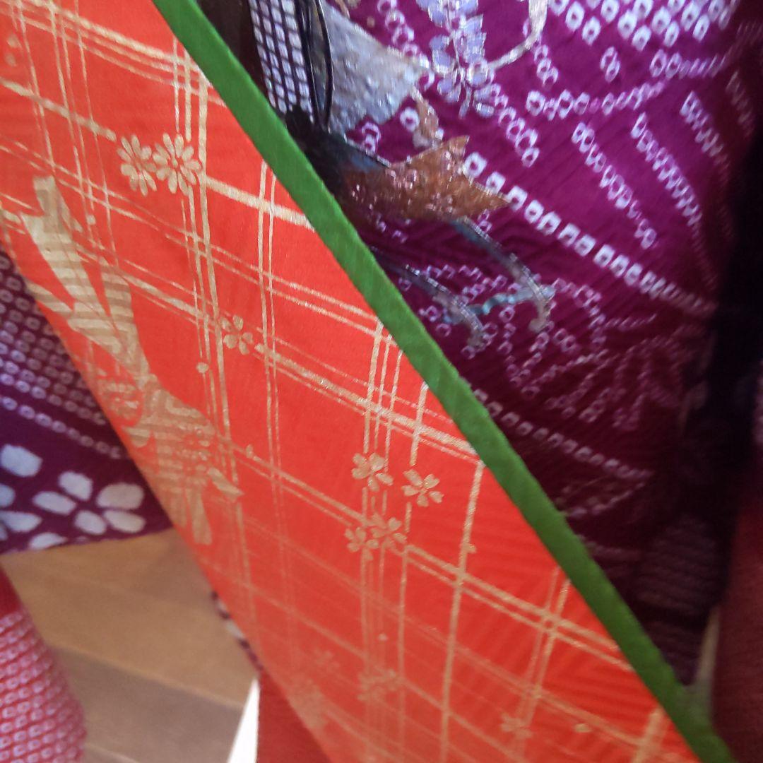 422桂由美　レトロポップ　絞り　赤　螺鈿落款　正絹振袖6点フルセット成人卒業式