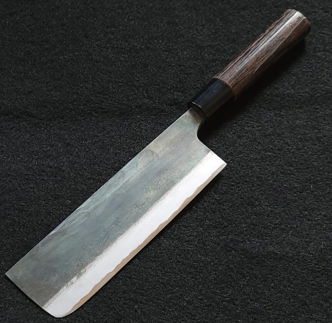 白紙1号 黒打 菜切（万能）包丁 165㎜ #1329 焼柄 月光作