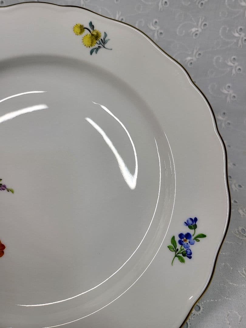 未使用近✨マイセン ベーシックフラワー 2つの花 レット 紫② サラダ デザート