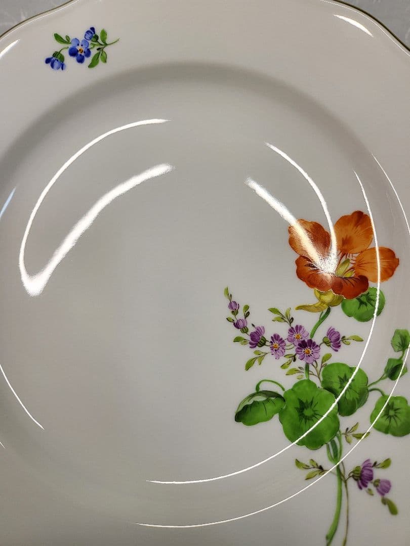 未使用近✨マイセン ベーシックフラワー 2つの花 レット 紫② サラダ デザート