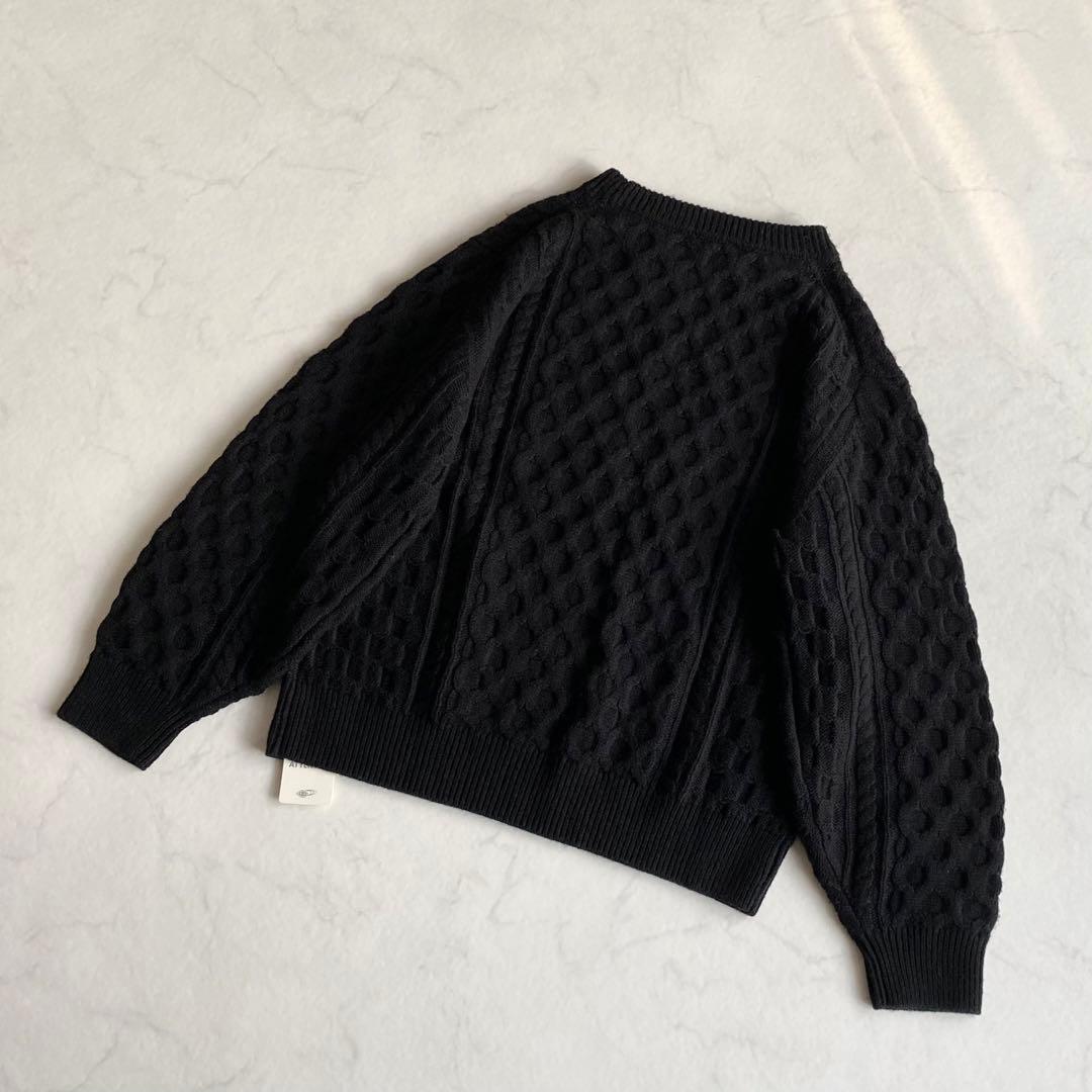 Demi-Luxe BEAMS カシミヤ混 アラン プルオーバーニット ブラック