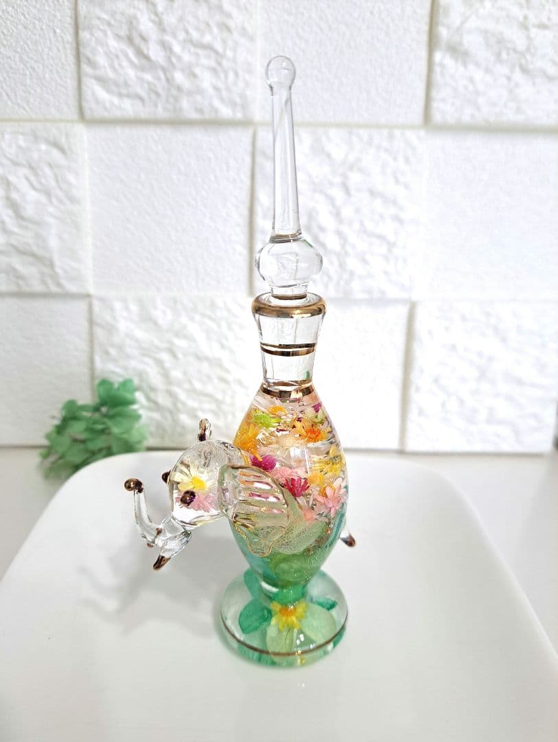 No.63 ゾウのエジプシャングラスハーバリウム【Mサイズ】お花畑