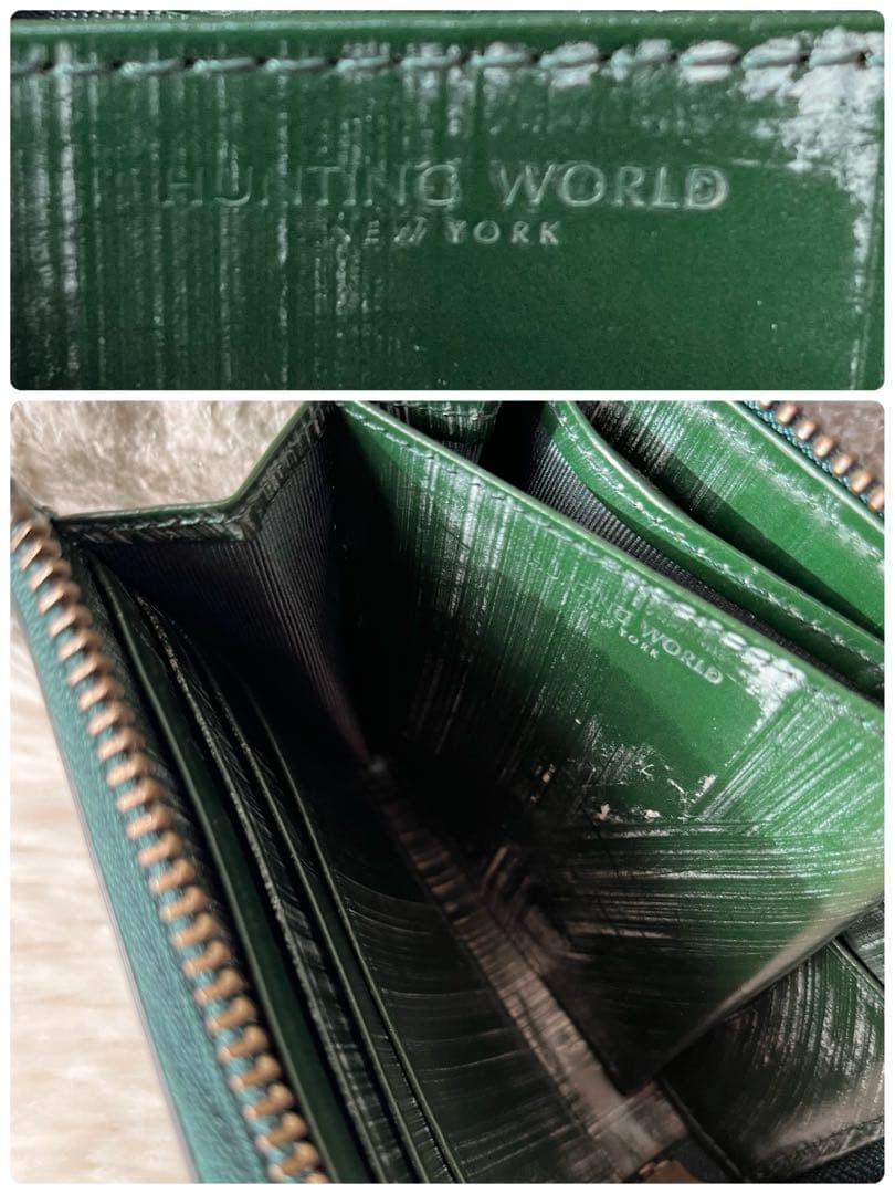 【新品未使用】ハンティングワールド　ブライドルレザー　L字ファスナー 折り財布