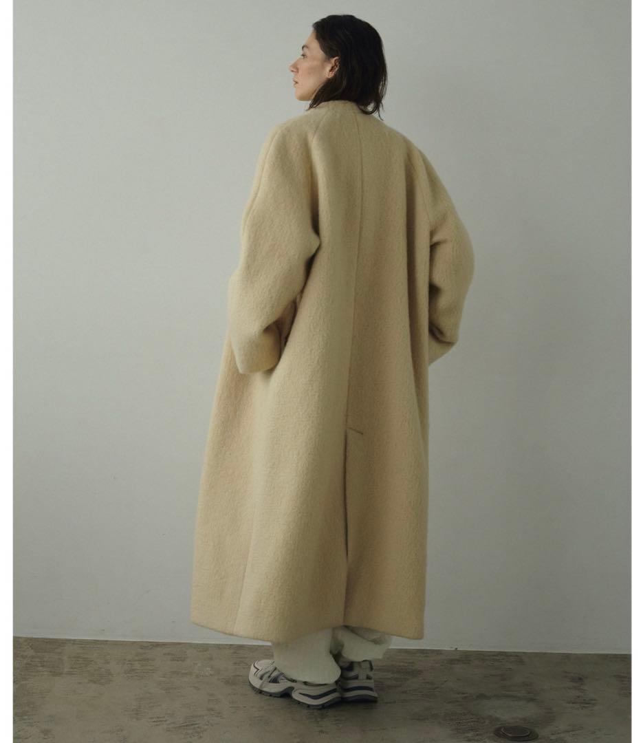 ジャケット・アウター Collarless Shaggy Coat