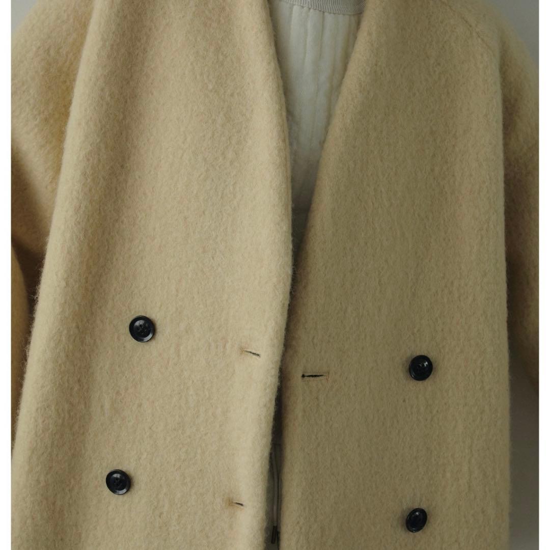 ジャケット・アウター Collarless Shaggy Coat