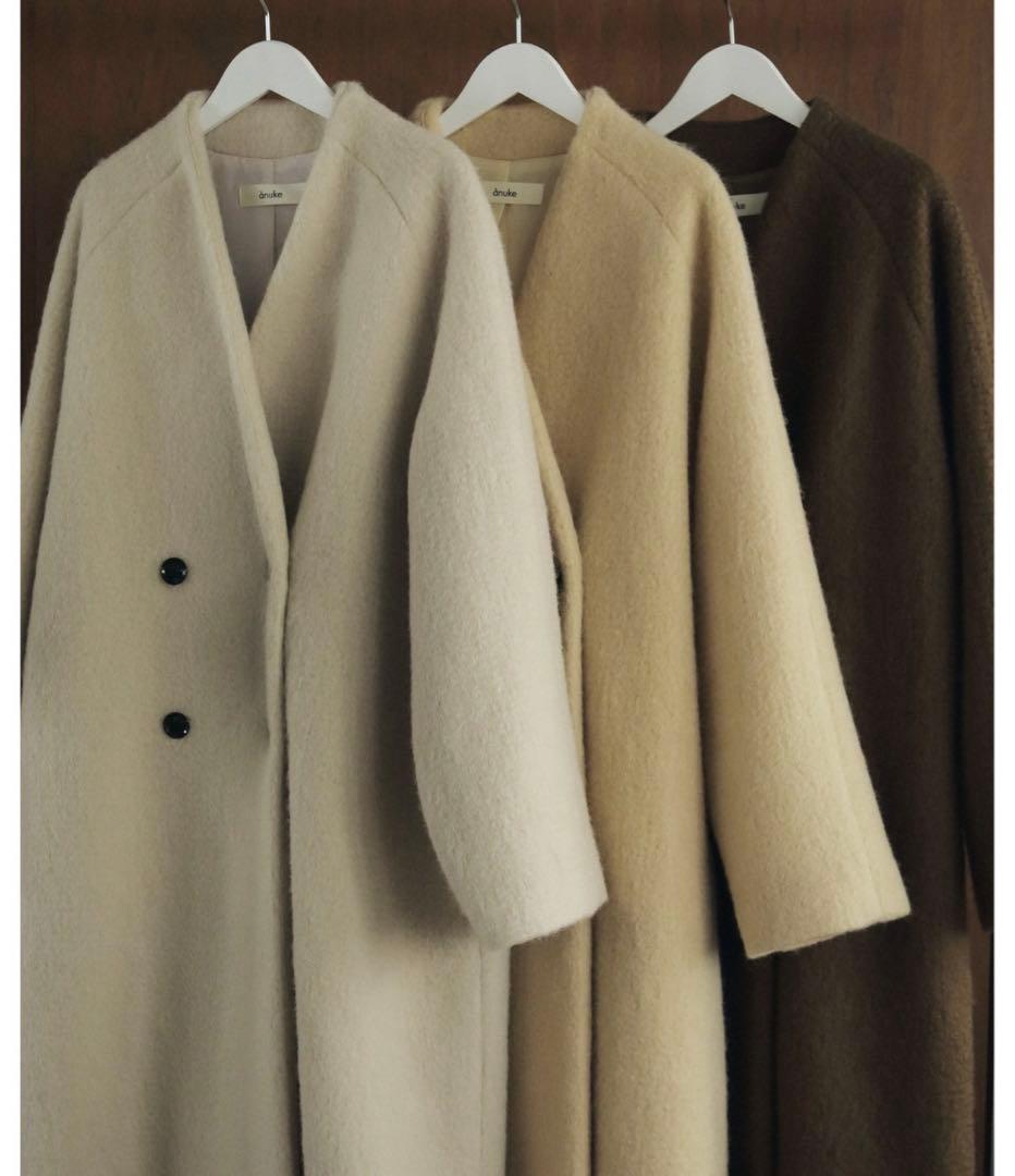 ジャケット・アウター Collarless Shaggy Coat