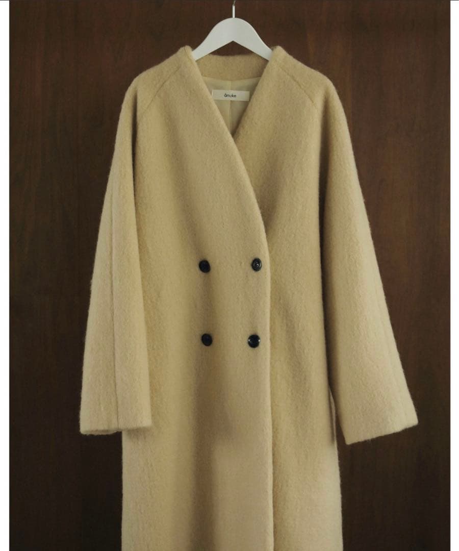ジャケット・アウター Collarless Shaggy Coat