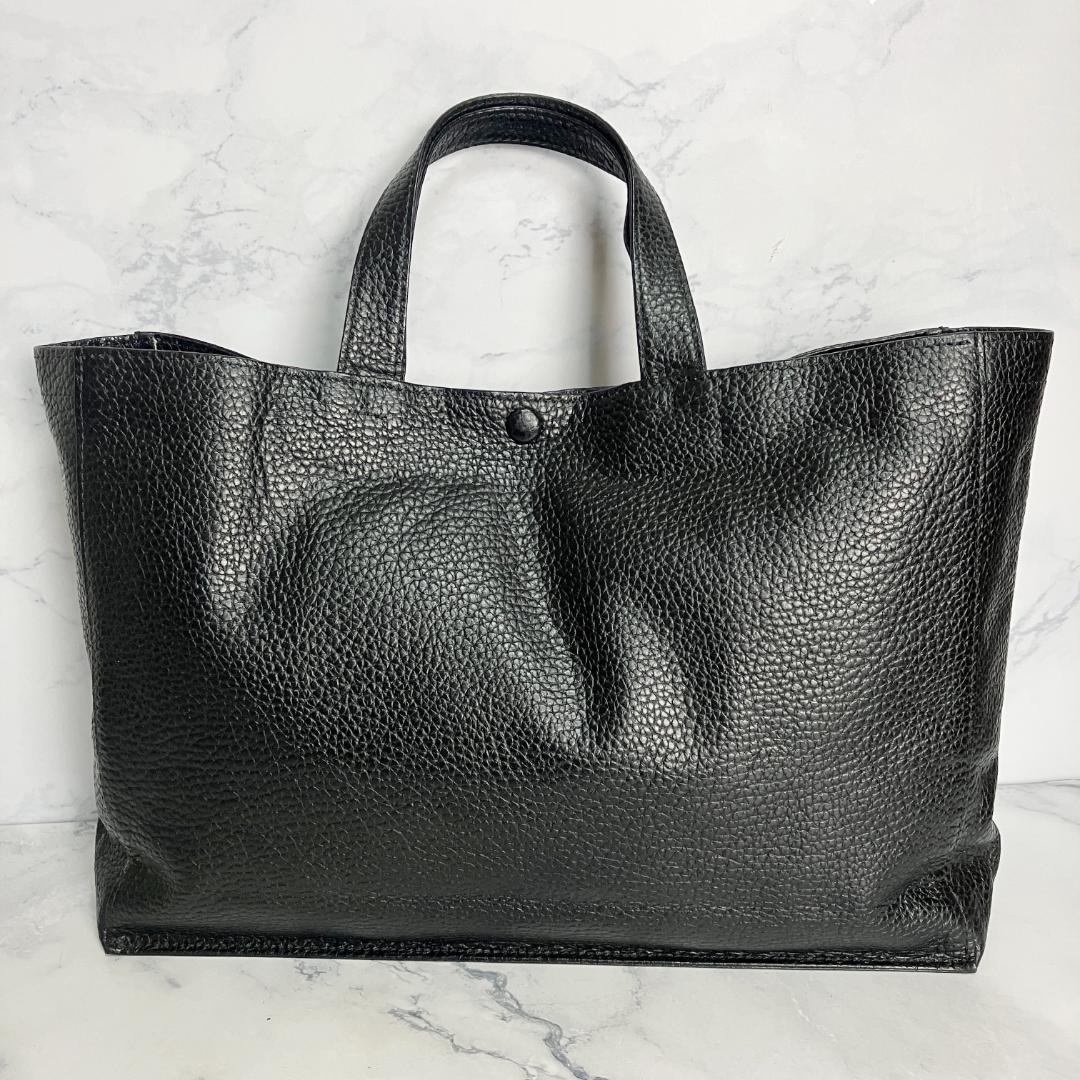 B895【極美品】JETSETTER/JAPAN★シボ革 レザートートバッグ 黒