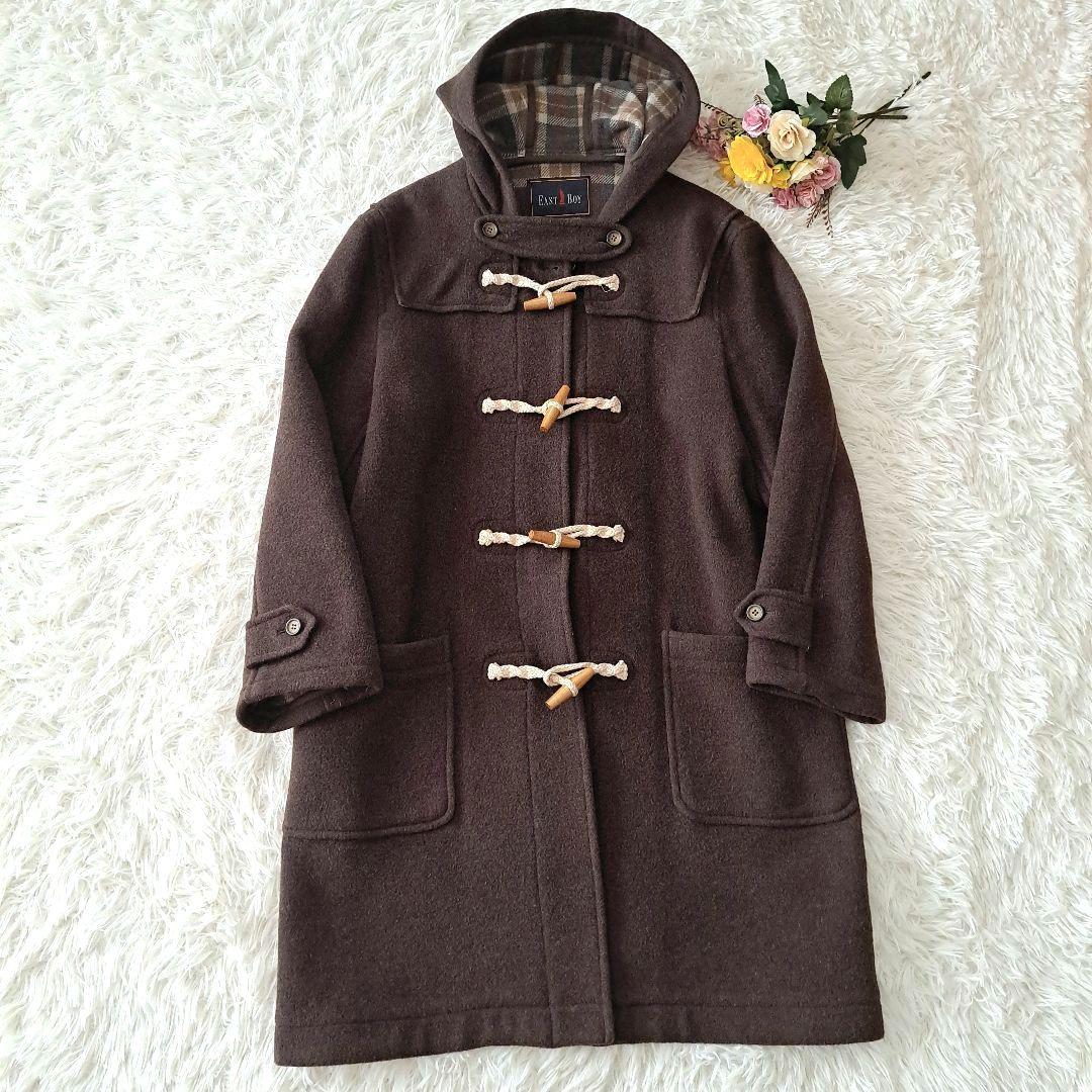 イーストボーイꕤウール カシミヤ フード付き ダッフルコート チェック柄 ロング