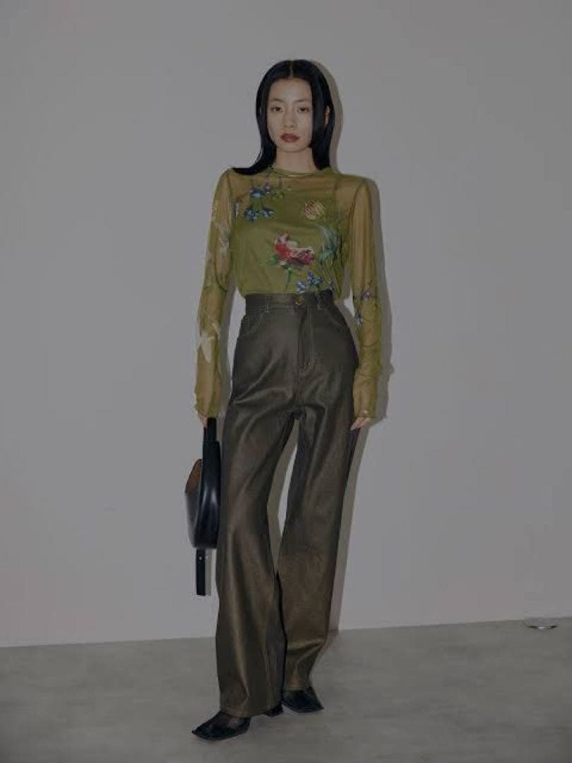 トップス AMERI SOFIA SHEER CUT TOP