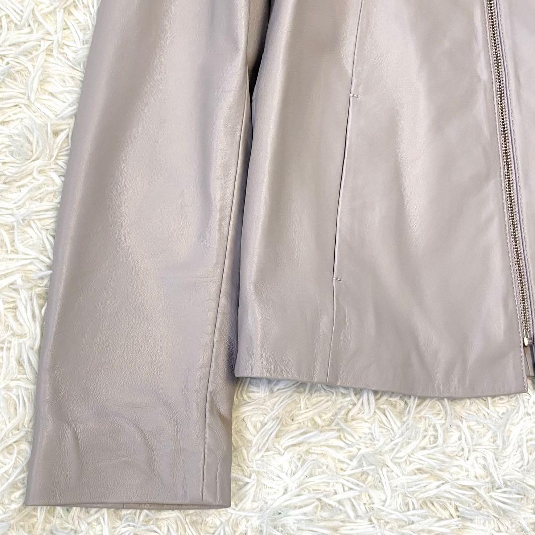 【新品✨未使用】ラムレザーノーカラージャケット　レザージャケット　本革