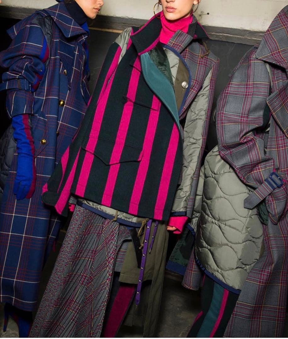 sacai チェック　スカート　ドッキング