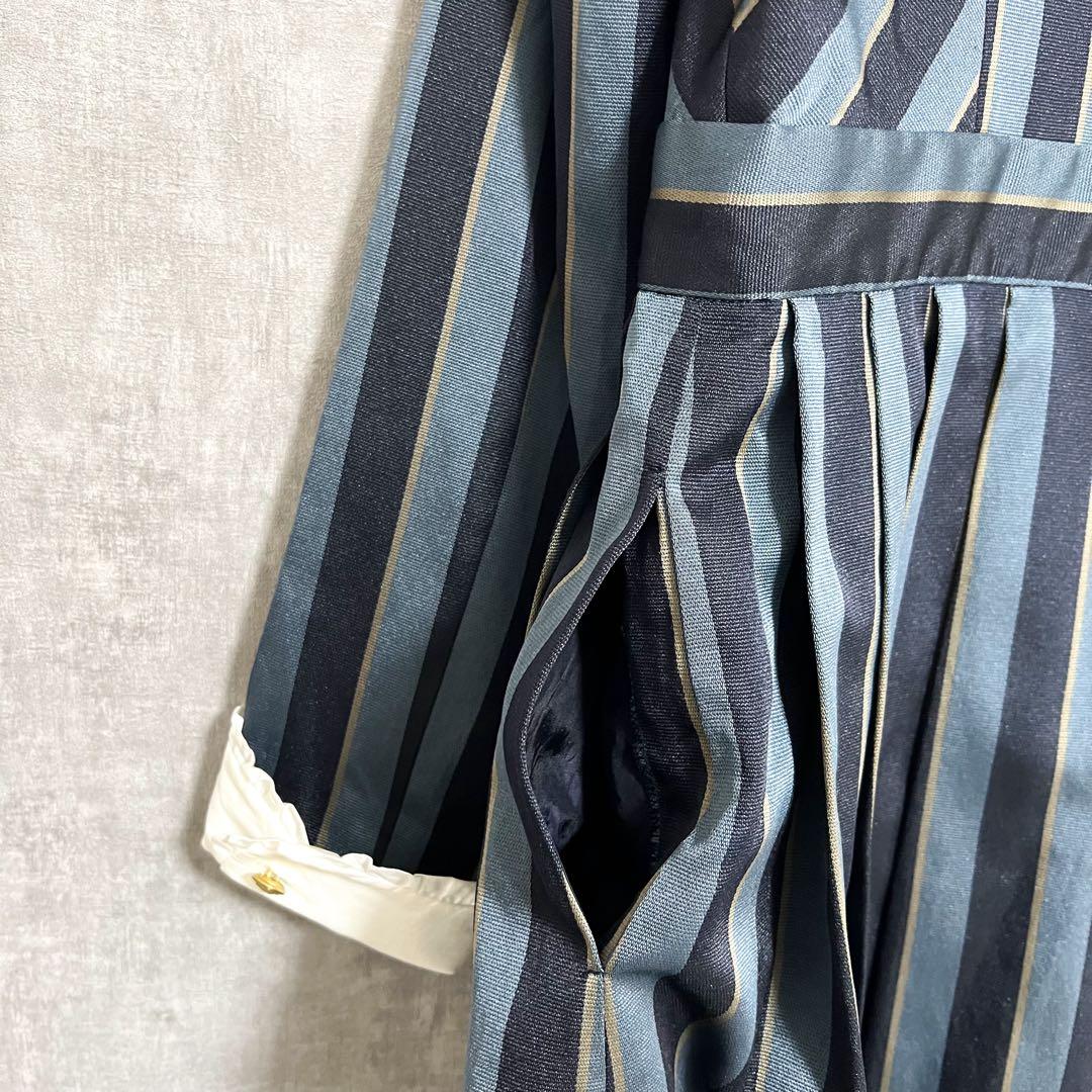 Jane Marple レジメンタルストライプのリセワンピース ブルー