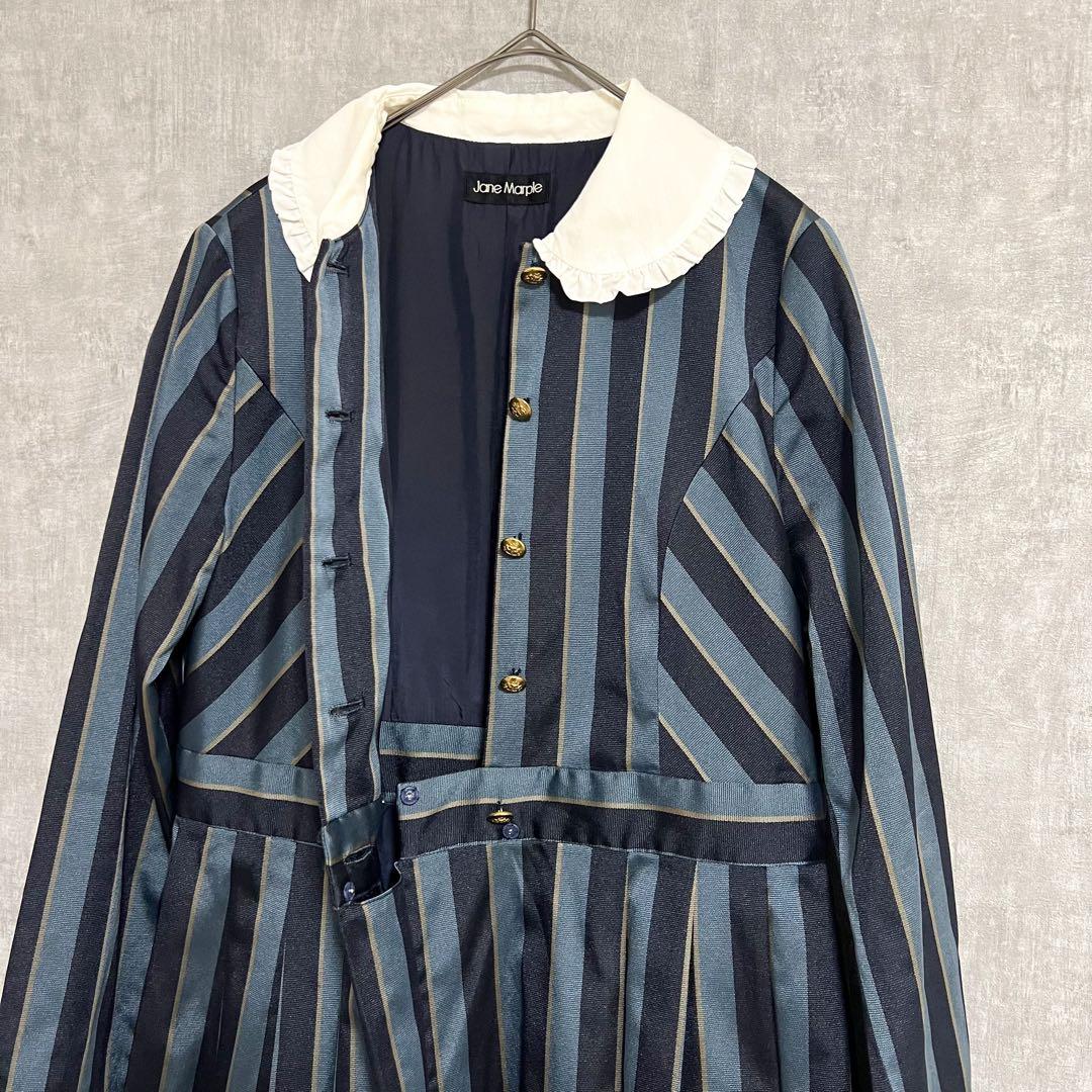Jane Marple レジメンタルストライプのリセワンピース ブルー