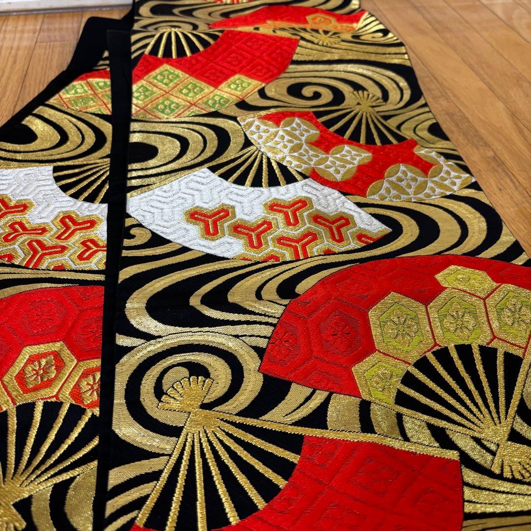 七五三 女子着物 7歳赤地暈し‼️豪華扇花々金彩金箔絢爛完全フルセット‼️