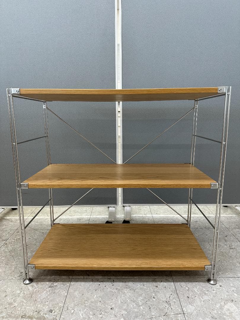 無印良品　ステンレスユニットシェルフ　オーク材棚　ブラウン