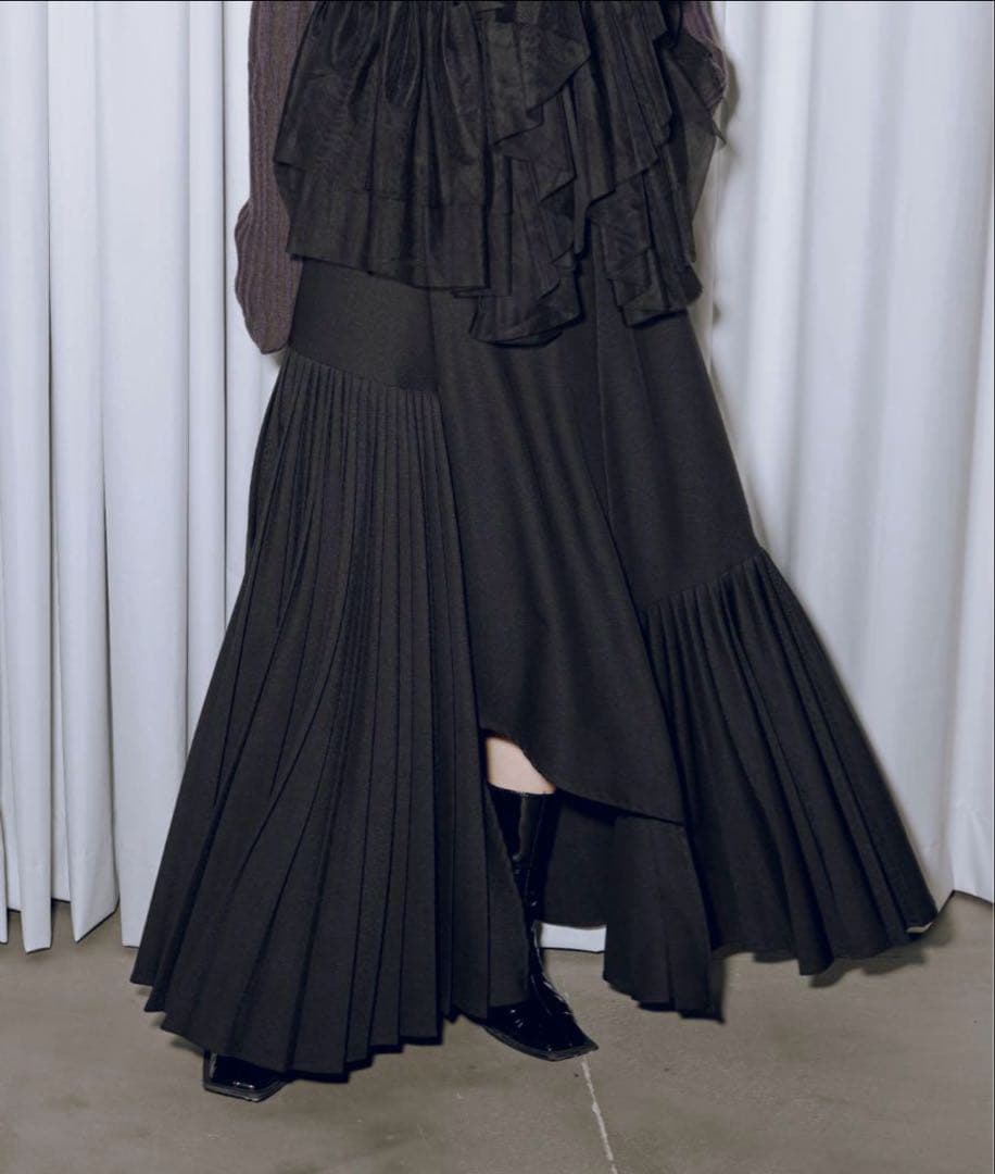 Ezick イレヘムプリーツスカート ブラック フリーサイズ