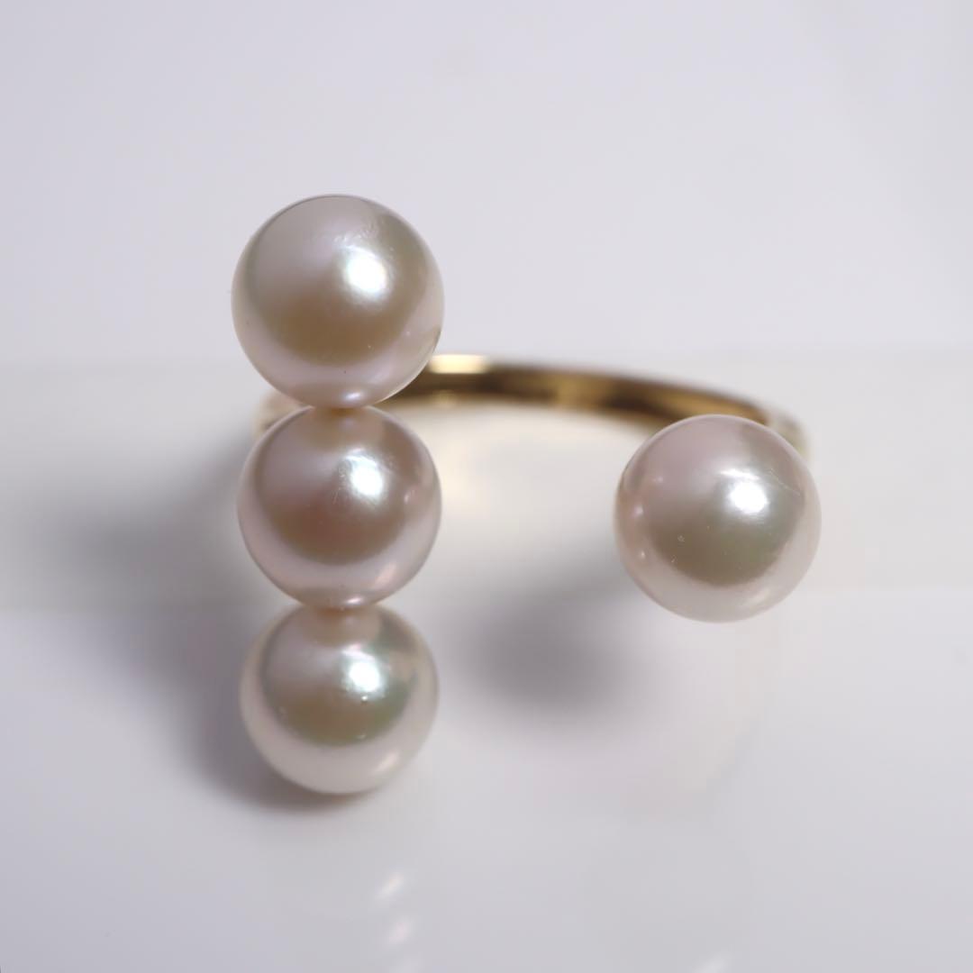 あこや真珠 リング あこやパール 指輪 3連リング アコヤパール