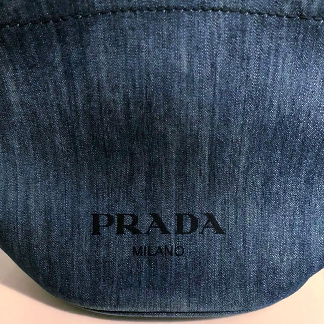 PRADA プラダ バケツ型 ハンドバッグ デニム ポーチ ブルー