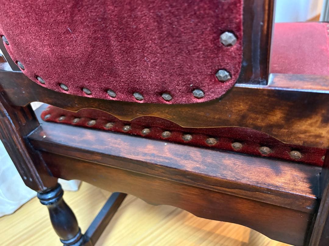 ヴィンテージ 鋲打ち　椅子　ベルベット張り　レトロ　チェア 2脚