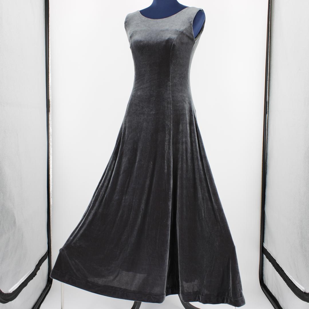 【フラダンス用衣装 極美品】チャコールグレー ベロア生地 ワンピース ドレス
