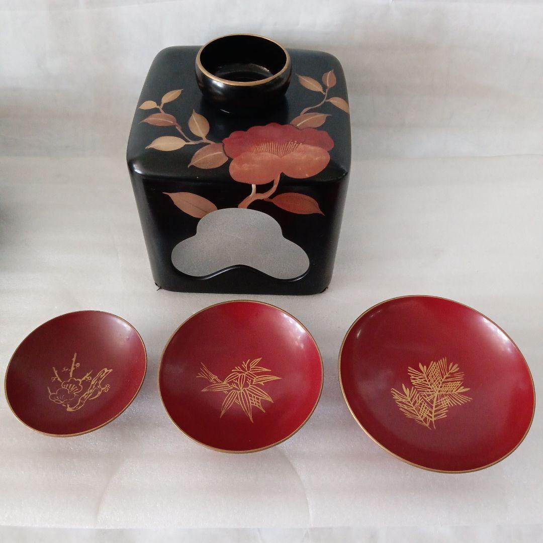 漆塗り　屠蘇器セット　天然木