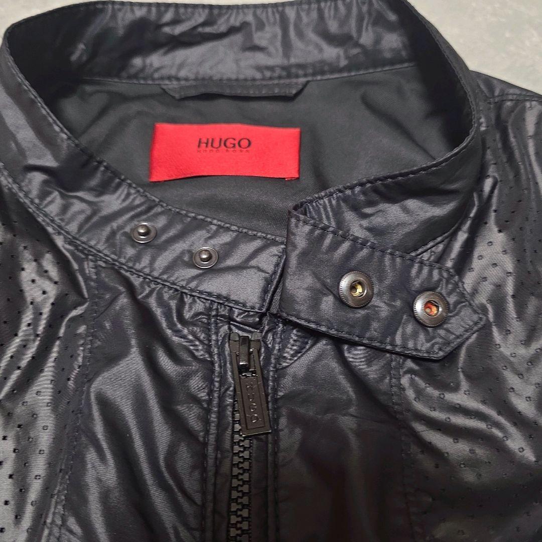 美品 ヒューゴボス ナイロン ライダース XL 赤タグ パンチング