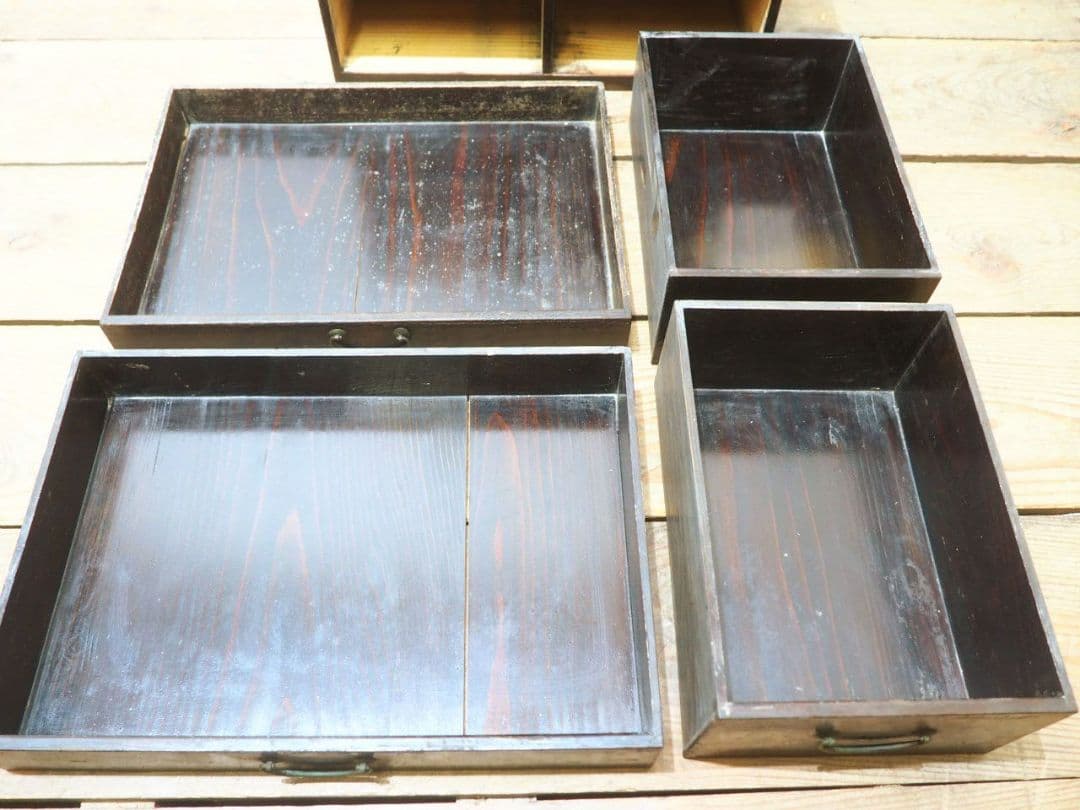 1274 シックな色合いの収納箱　小引き出し　裁縫箱　古家具　レトロ　ケース