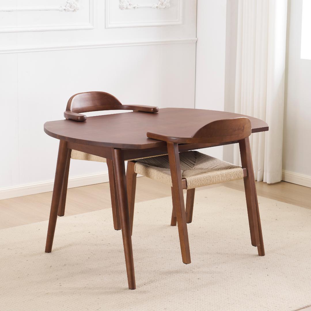 【3点セット】ダイニングテーブル1×チェア2　北欧 オーク製 多機能テーブル