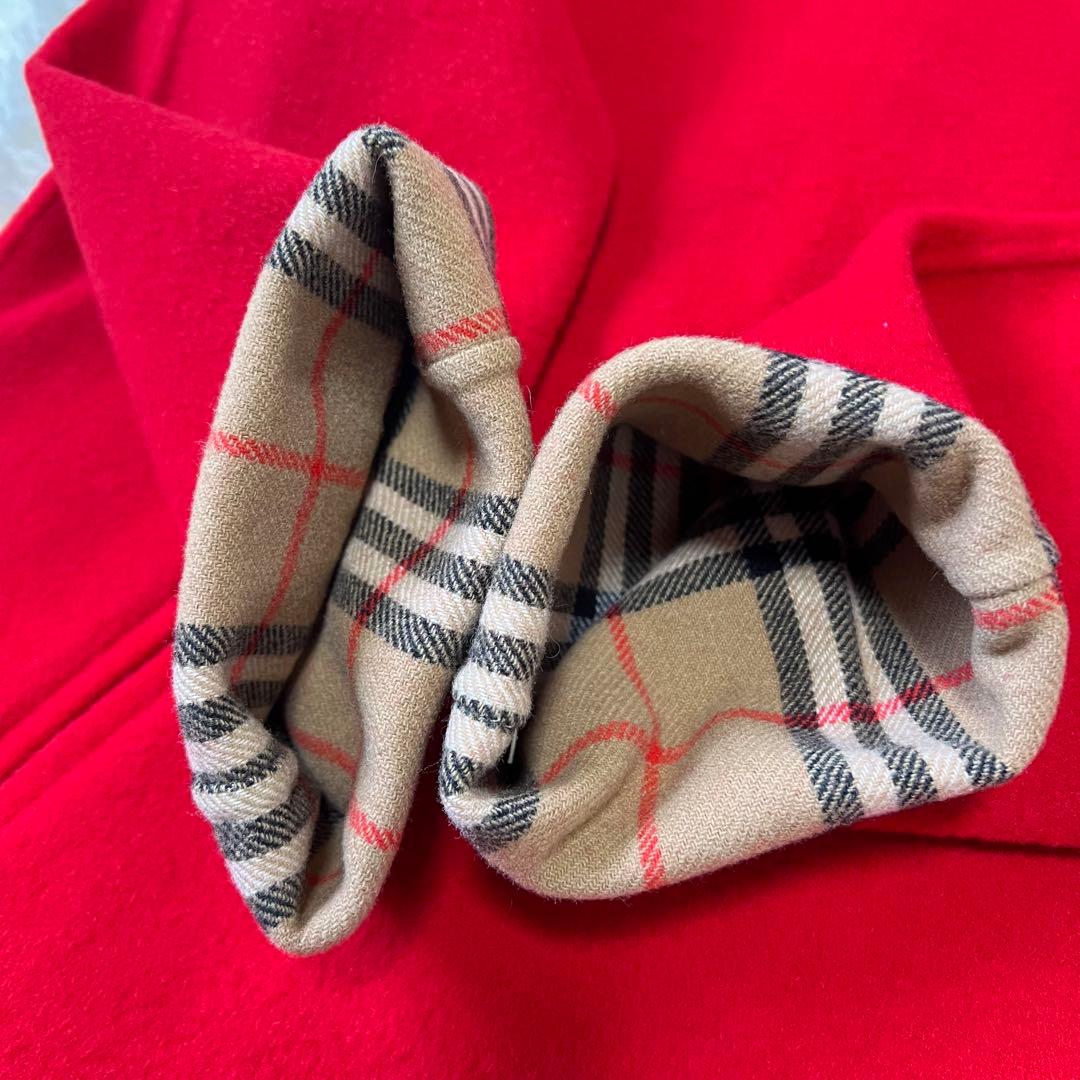 バーバリーズ ダブルフェイス コート カシミヤ混 レッド 金ボタン