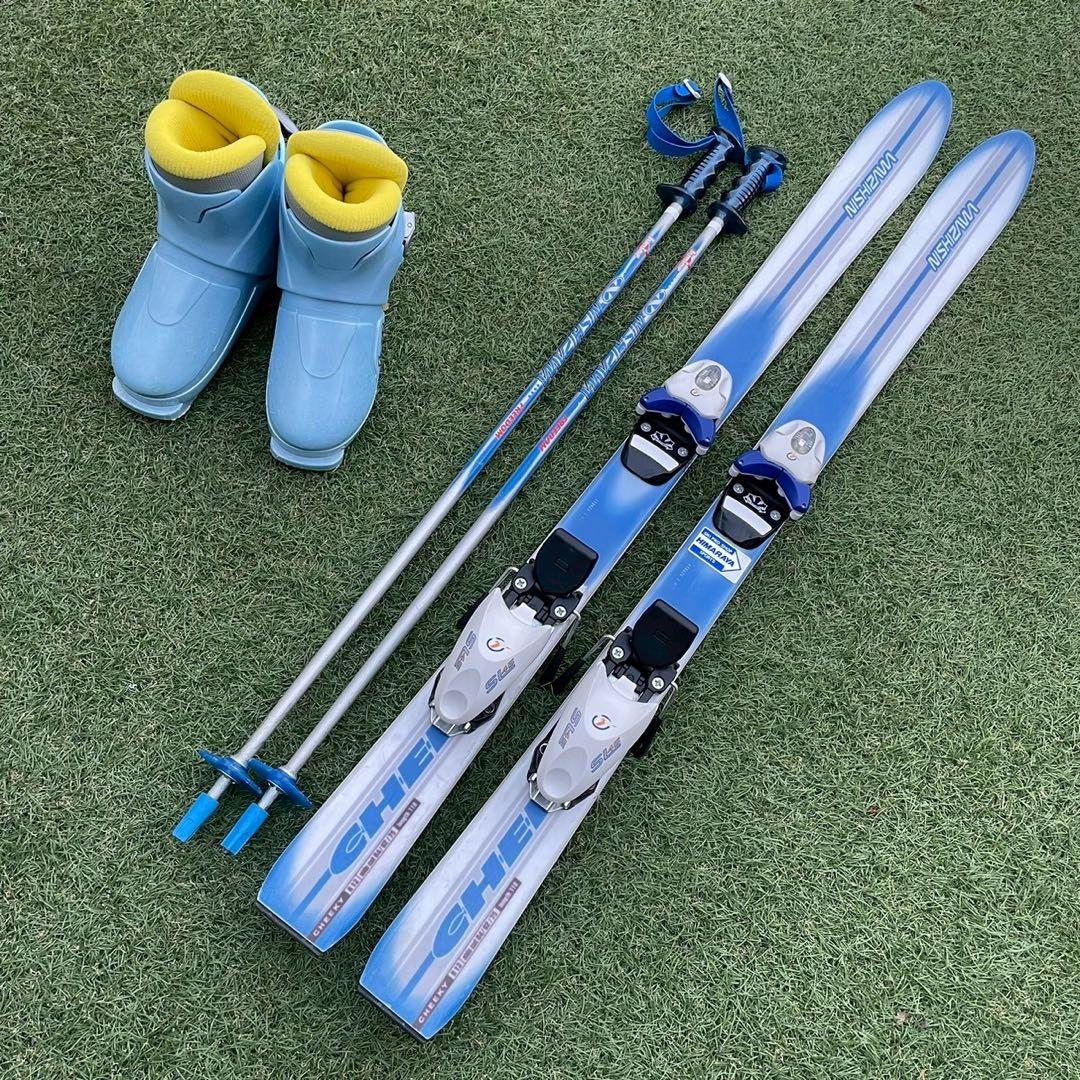 スキー　子ども　ジュニア　3点セット　スキー板　ブーツ　ストック　110